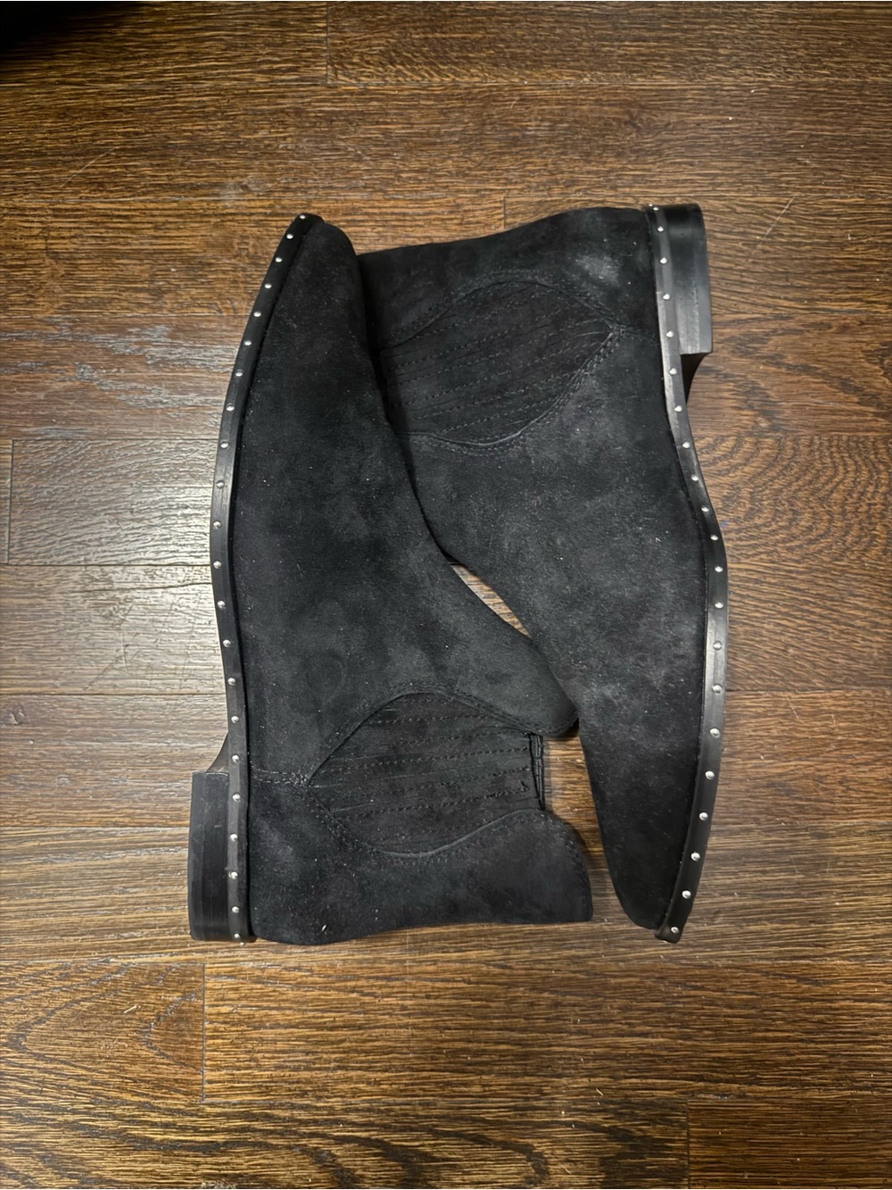 Rebecca Minkoff Black Suede Chukka Boots with Stud Accents